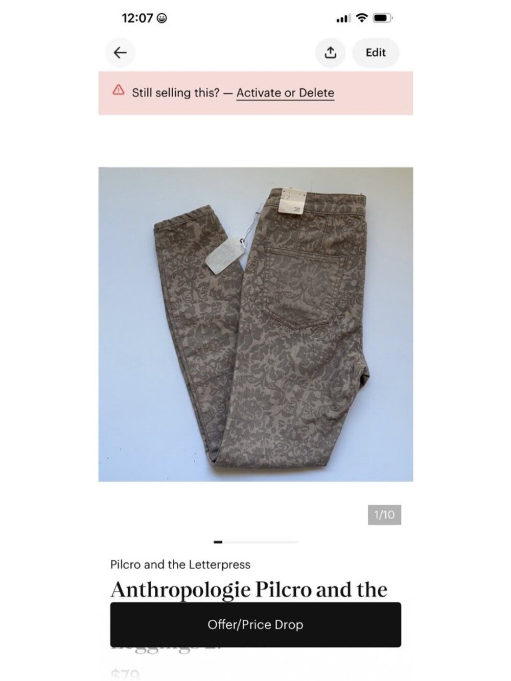 Anthropologie Pilcro Letterpress High Rise Floral Denim Leggings Jeans 27 NWT - Picture 7 of 7